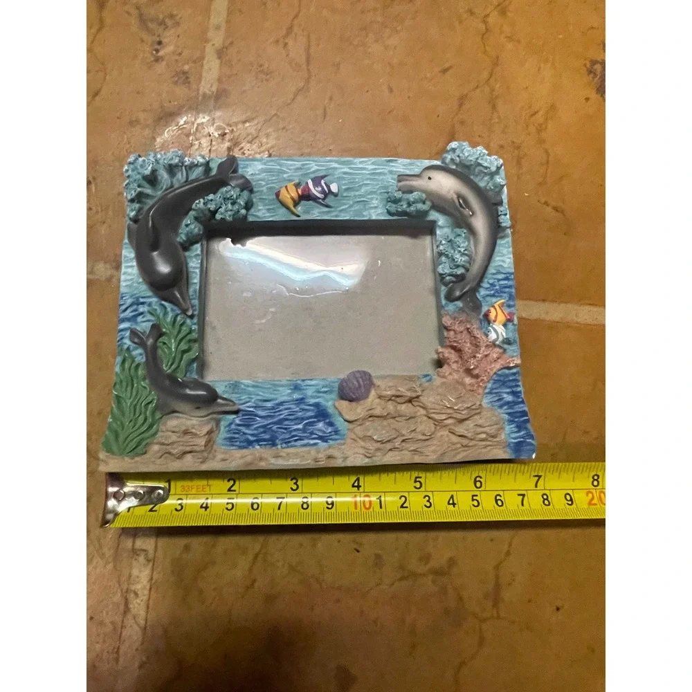 Vintage Dolphin Ocean‎ Resin Picture Frame 3D Beach Tropical Fish Nautical Decor